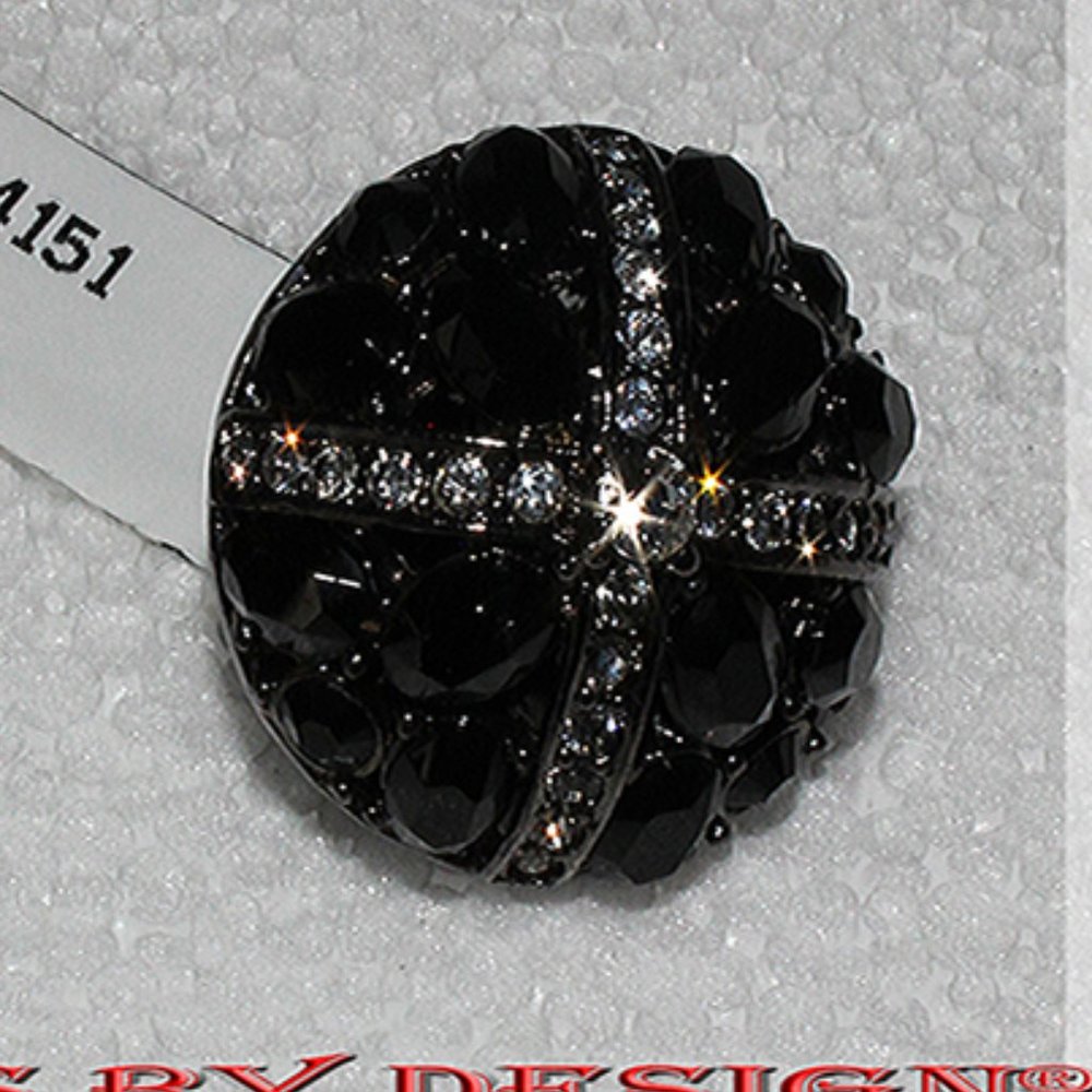 St John Black Crystal Clip  Earrings